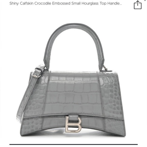 Balenciaga hourglass  Gray crocodrile Elegant Shoulder Bag small crossbody - Picture 1 of 15